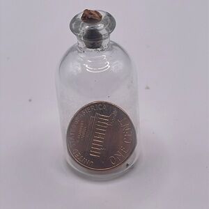 Vintage‎ Miniature Glass Bottle with Penny 1990